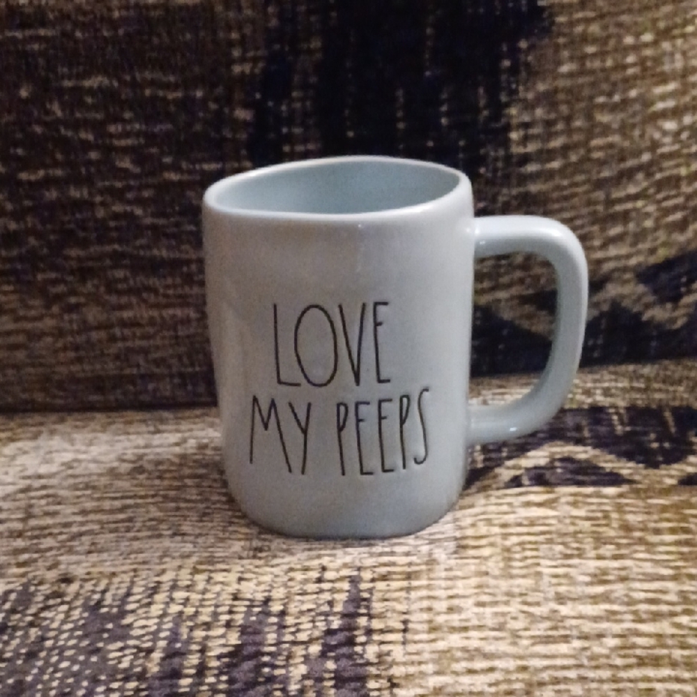 4/$60 New Baby Blue Rae Dunn Artisan Collection Mug - "Love My Peeps"